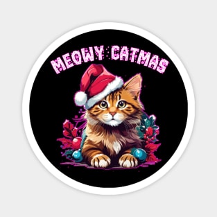 meowy catmas christmas cat Magnet